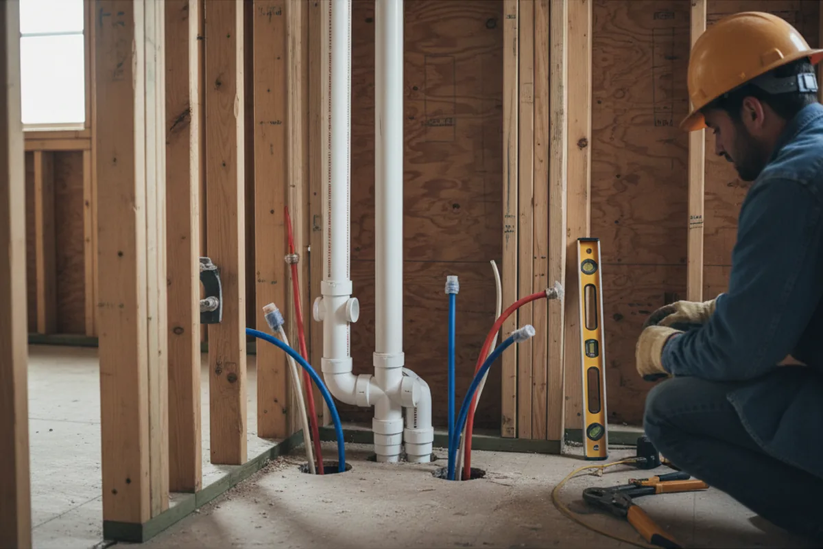 Drain and supply rough-in during Sump Pump Repair in Cardinal