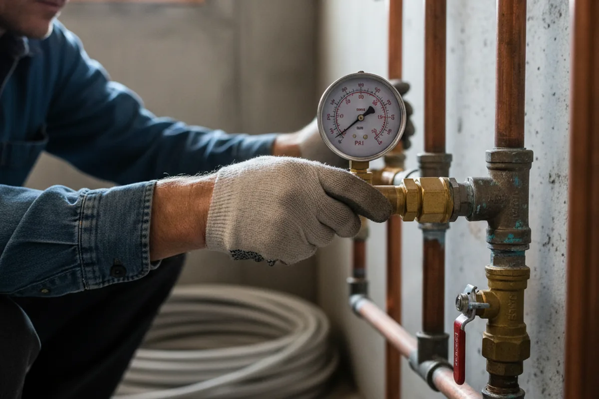 Pressure testing a repaired line during Water Line Repair in Cardinal