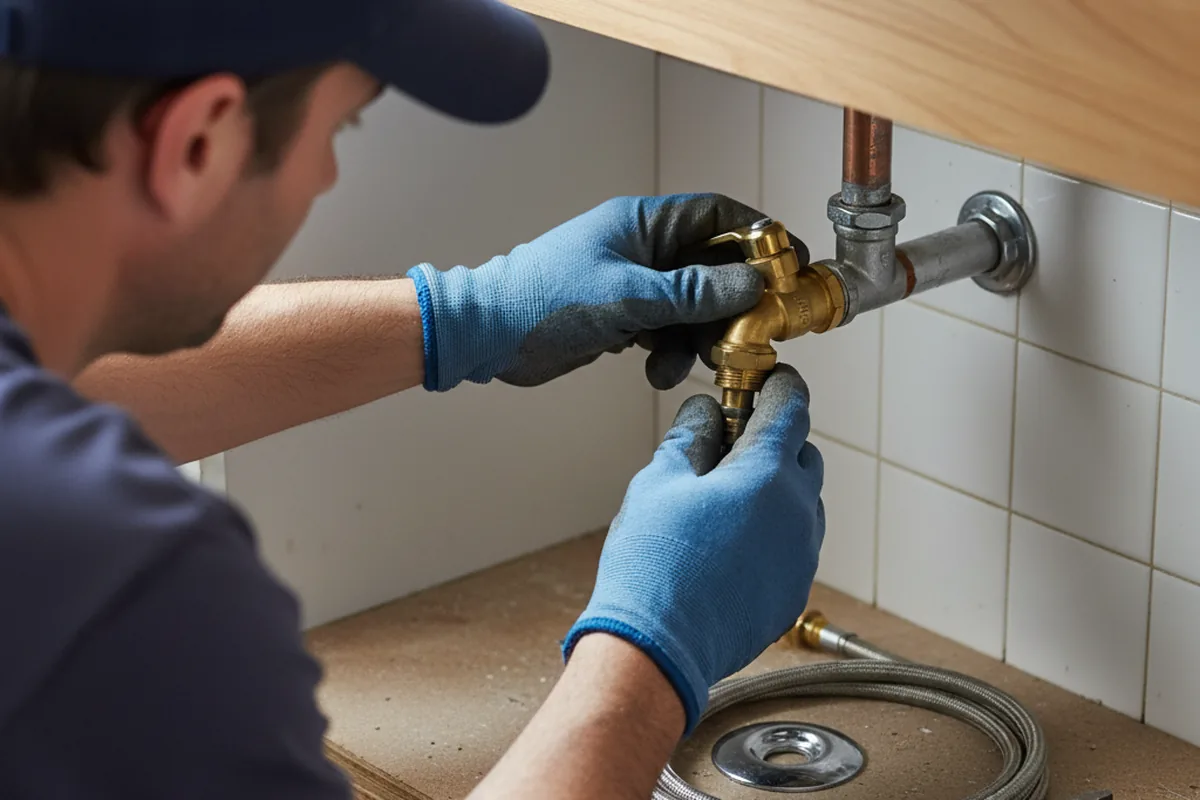 Shutoff valve and fitting work during Emergency Plumbing in Cardinal